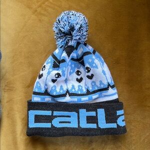 Catlanta Hat - Blue and Black Pom-Pom Beanie